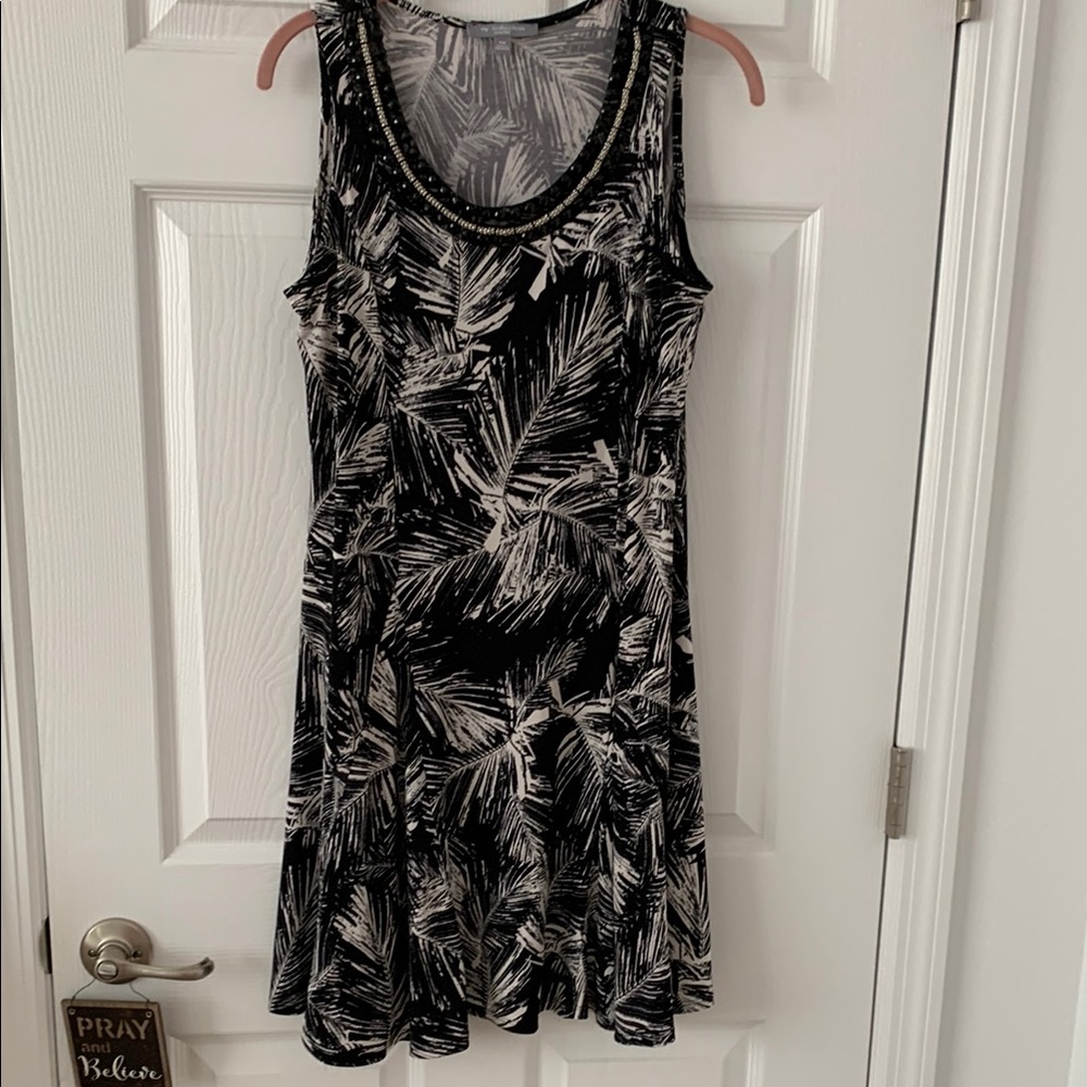 Black and White Palm Leaf Dress